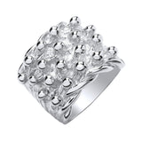Silver 4 Row Keeper, Woven Back Large Ring