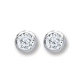 Silver 4mm Round CZ Rub Over Set Studs