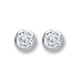 Silver 4mm Round CZ Rub Over Set Studs