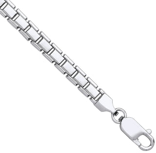 Silver 5.2mm Flat Box Link Chain Bracelet