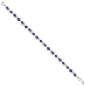 Silver 5.8mm Sapphire Blue Oval CZ Ladies Bracelet