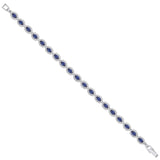 Silver 5.8mm Sapphire Blue Oval CZ Ladies Bracelet