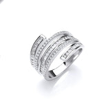 Silver 5-layer Baguette & Round CZ's Ring