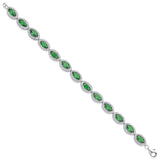Silver 7.4mm Green Marquise Cut CZ Ladies Bracelet