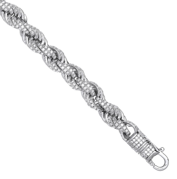 Silver 7mm CZ Set Rope Chain