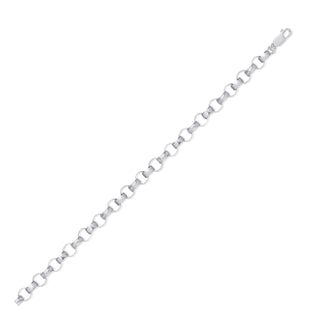 Silver 8.0mm Plain & Engraved Link Belcher Chain/bracelet
