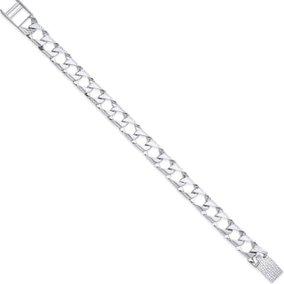 Silver 8mm Square Curb Ribbed Edge Link Gents Bracelet 08