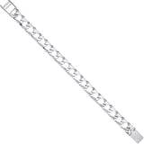 Silver 8mm Square Curb Ribbed Edge Link Gents Bracelet