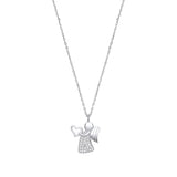 Silver Angel With Heart Pendant Necklace