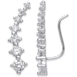 Silver Arc-shaped Earrings Hook Claw Set CZ Earrings Clip Earrings
