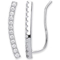 Silver Arc-shaped Earrings Hook CZ Earrings Clip Earrings