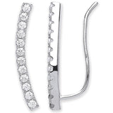 Silver Arc-shaped Earrings Hook CZ Earrings Clip Earrings