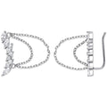 Silver Arc-shaped Earrings Hook Marquee CZ With Chain Earrings Clip Earrings