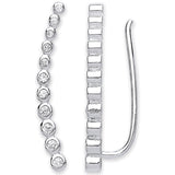 Silver Arc-shaped Earrings Hook Rubover CZ Earrings Clip Earrings