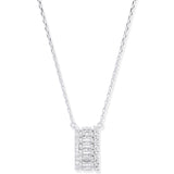 Silver Asymmetric CZ Pendant Necklace 16