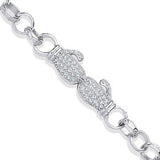 Silver Baby CZ Boxing Gloves Belcher Bracelet