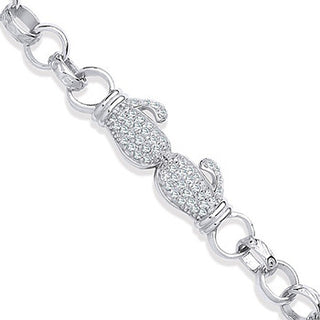 Silver Baby CZ Boxing Gloves Belcher Bracelet