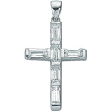 Silver Baguette Cut CZ Cross