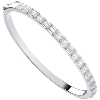 Silver Baguette CZ Ladies Bangle