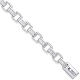 Silver Baguette & Round 226 CZ Ladies Bracelet