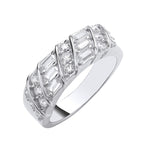 Silver Baguette & Round CZ Half Et Ring