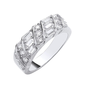 Silver Baguette & Round CZ Half Et Ring