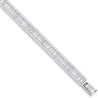 Silver Baguette & Round CZ Ladies Bracelet