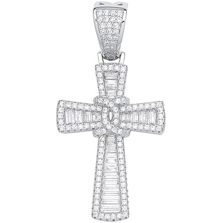 Silver Baguettes & Round CZ Cross