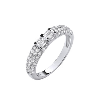 Silver Baguettes & Round CZ Half Et Band