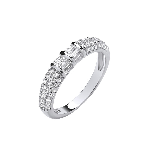 Silver Baguettes & Round CZ Half Et Band