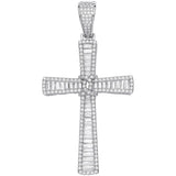 Silver Baguettes & Round CZ Large Cross 11.5g