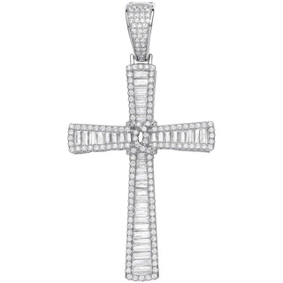 Silver Baguettes & Round CZ Large Cross 11.5g