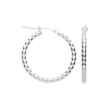 Silver Bead 25mm Hoop Earrings