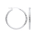 Silver Bead 30mm Hoop Earrings
