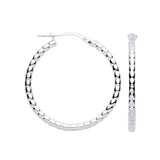 Silver Bead 30mm Hoop Earrings