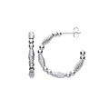 Silver Beads And Twist Hoop Earrings