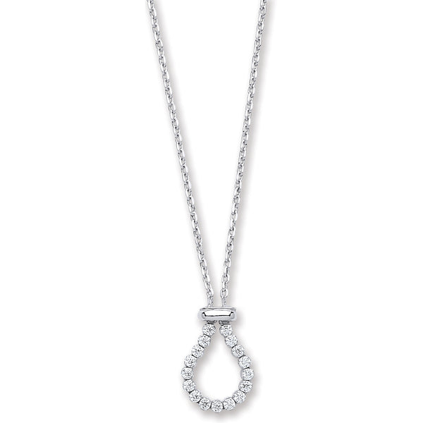 Silver Belcher With Pear CZ Link Chain