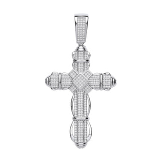Silver Big Fancy CZ Cross