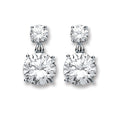 Silver Big Round CZ Drop Earrings