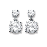 Silver Big Round CZ Drop Earrings