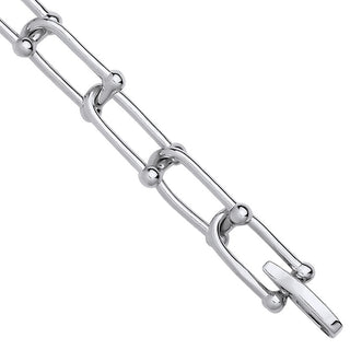 Silver Bike Lock Link Ladies Bracelet