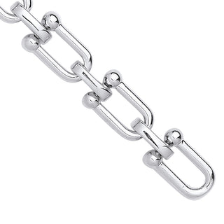 Silver Bike Lock Link With CZ Ladies Bracelet