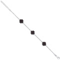 Silver Black Enamel Four Leaf Clover Bracelet 7