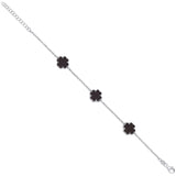 Silver Black Enamel Four Leaf Clover Bracelet 7