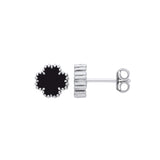 Silver Black Enamel Four Leaf Clover Studs