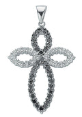 Silver Black & White Fancy CZ Cross 5.6g