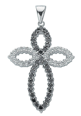 Silver Black & White Fancy CZ Cross 5.6g