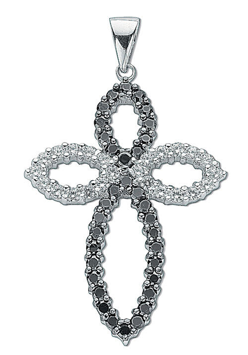 Silver Black & White Fancy CZ Cross 5.6g