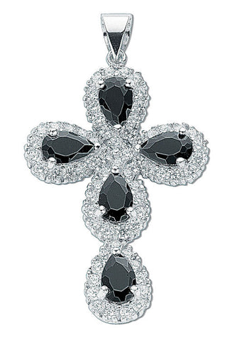 Silver Black & White Fancy CZ Cross 7.5g