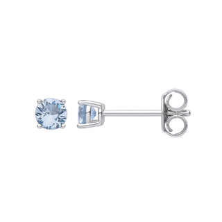 Silver Blue CZ Round Brilliant 4mm Studs
